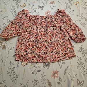 Vince Camuto Floral Off-Shoulder Peasant Blouse Boho Romantic Cottagecore Medium